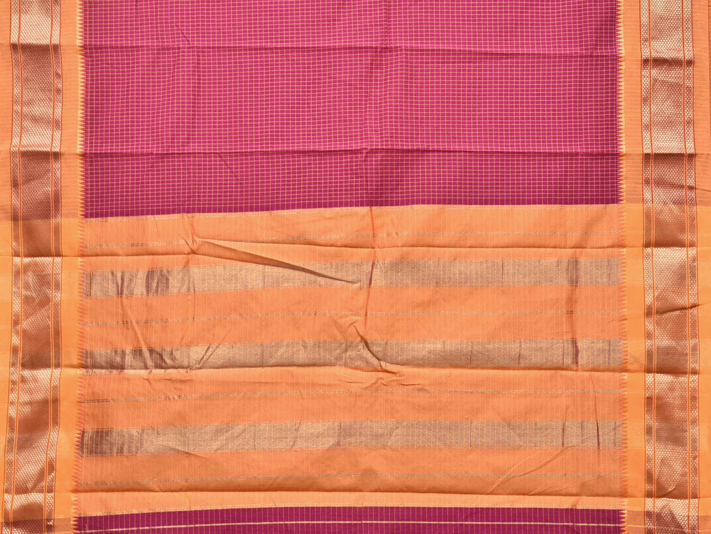 Wine and Mustard Bamboo Cotton Saree with Checks Design No Blouse bc0172