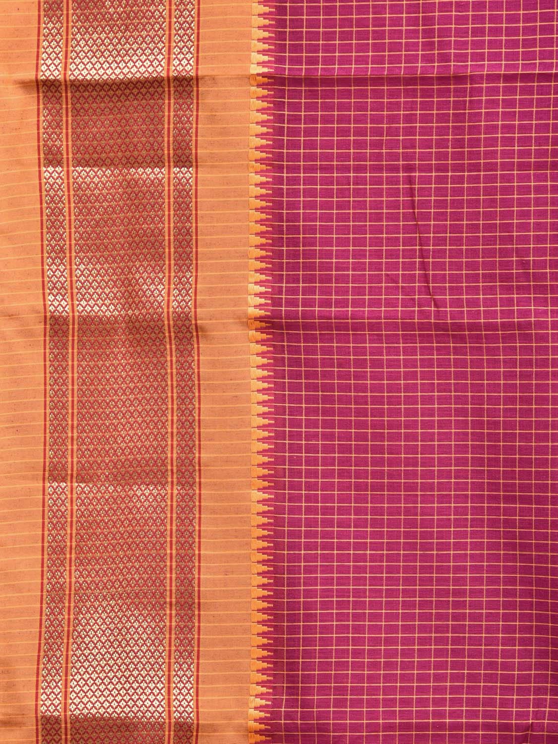 Wine and Mustard Bamboo Cotton Saree with Checks Design No Blouse bc0172