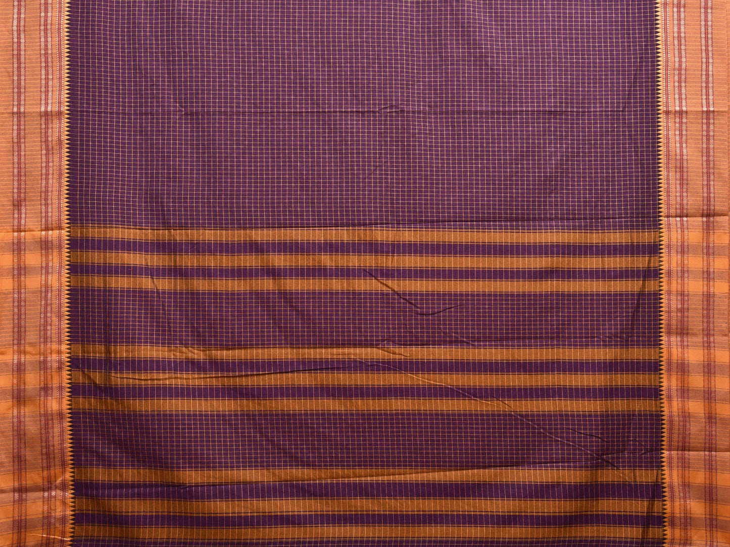 Wine and Mustard Bamboo Cotton Saree with Checks Design No Blouse bc0607