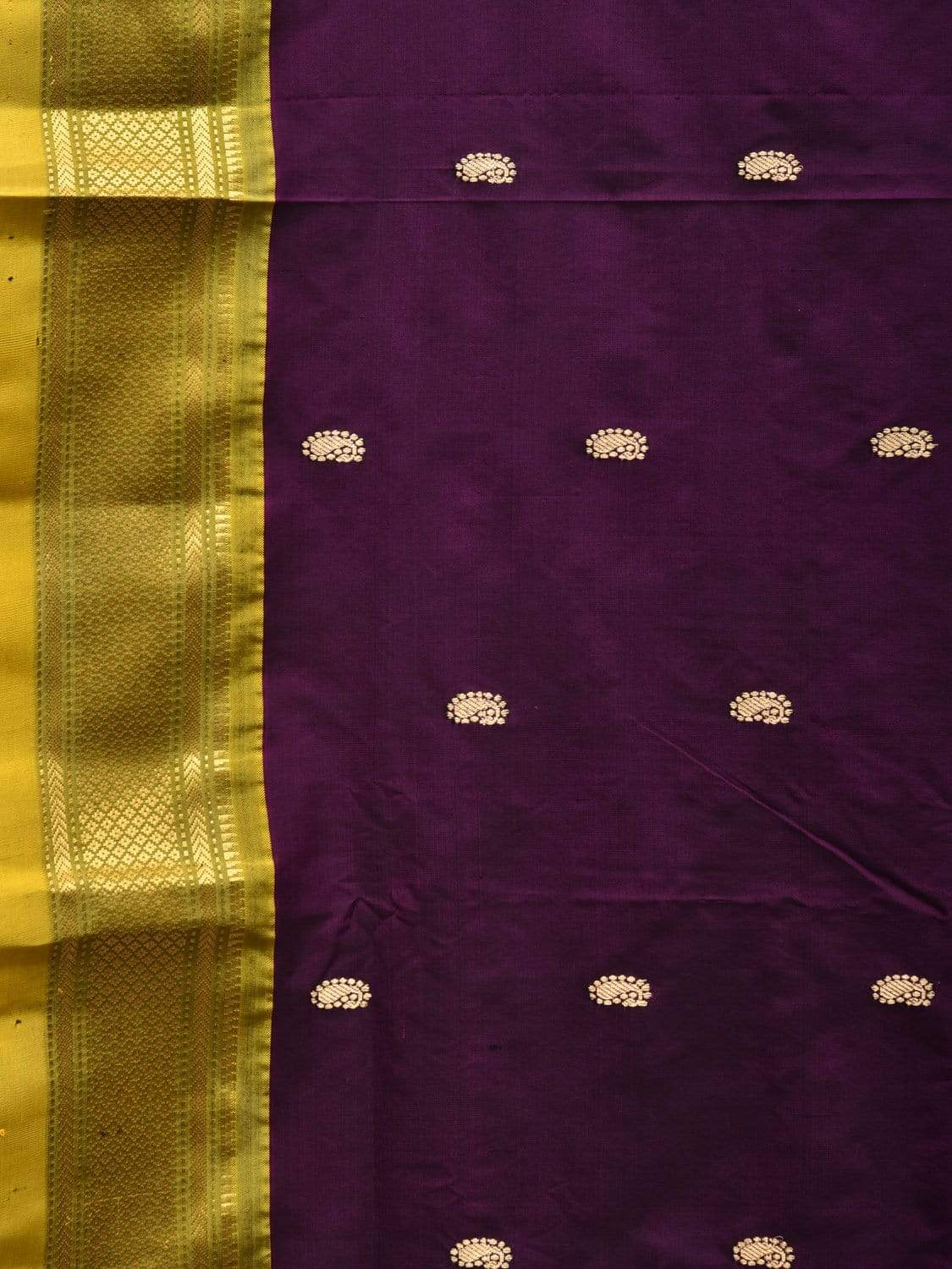 Wine and Olive Paithani Silk Handloom Saree with Double Pallu Design p0395