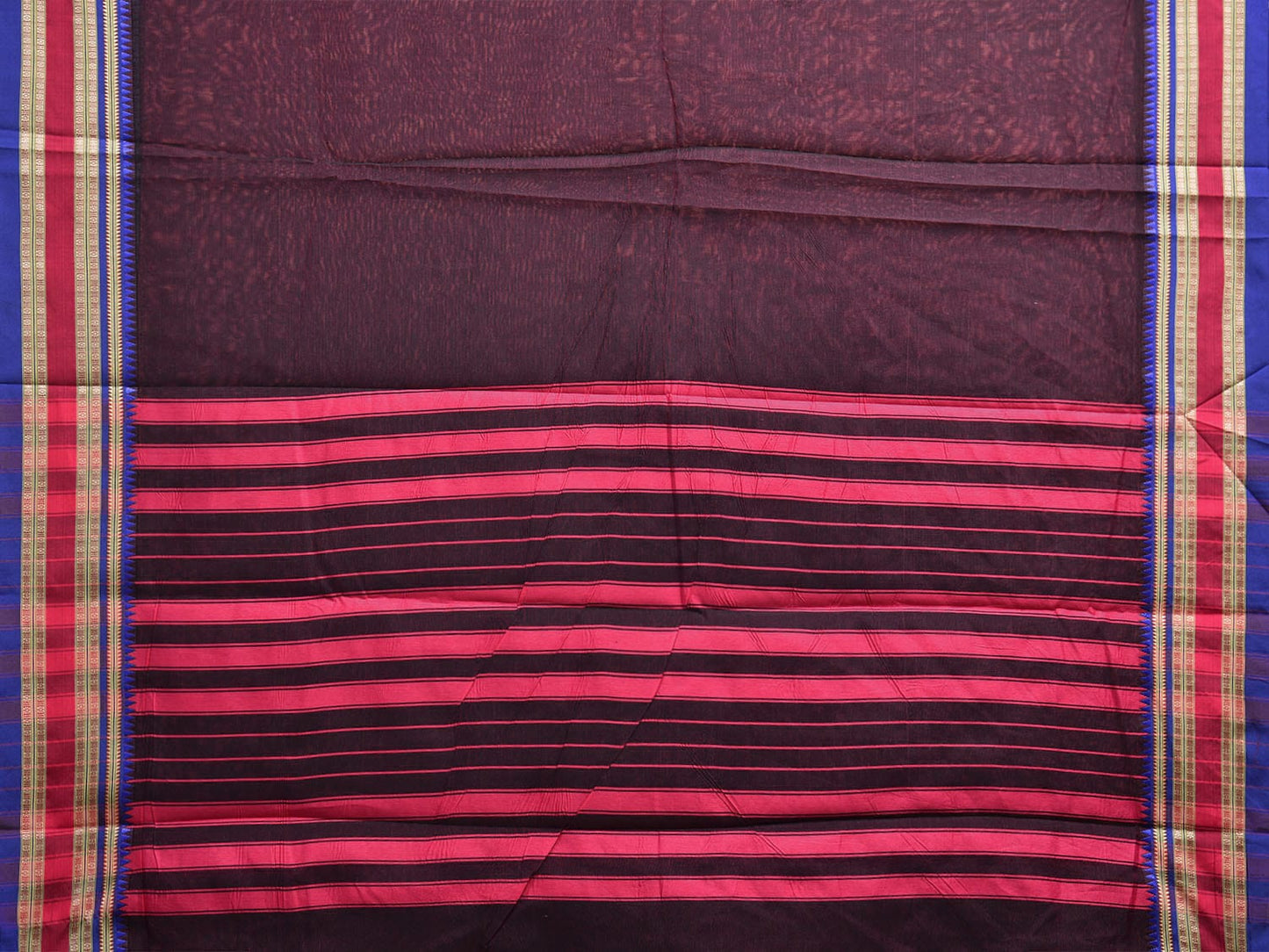 Wine and Pink Bamboo Cotton Plain Saree with Strips Pallu Design No Blouse bc0784