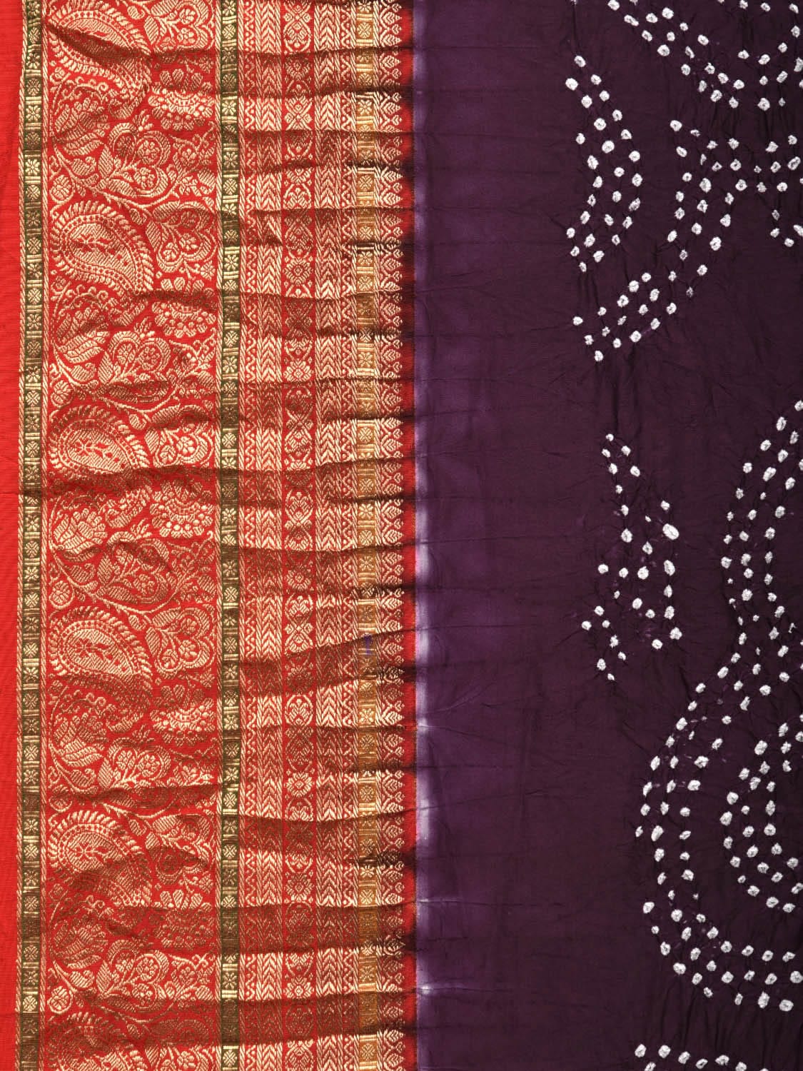 Wine and Red Bandhani Kanchipuram Silk Handloom Saree with Border and Pallu Design bn0410