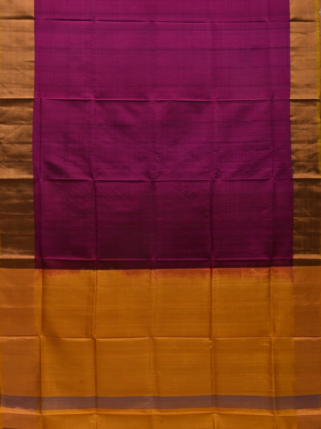 Wine and Yellow Uppada Silk Handloom Plain Saree with Contrast Pallu Design u1835