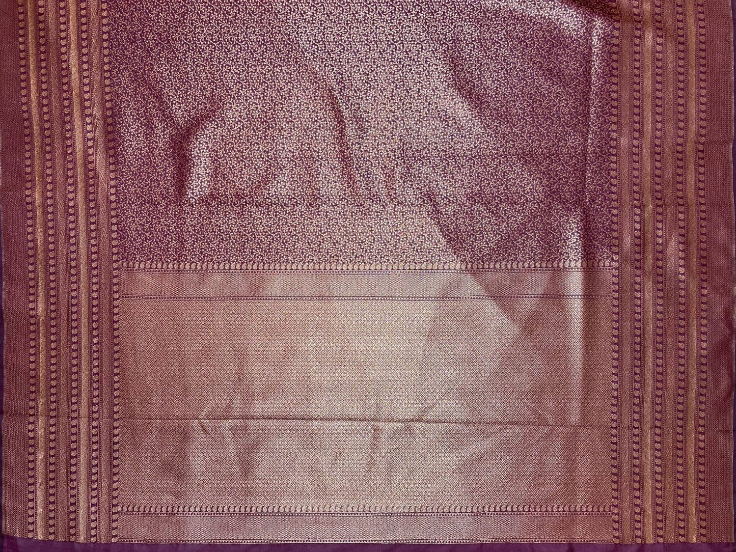 Wine Antique Zari Banaras Katan Intricate Allover Brocade Saree with Border and Pallu Design b0323ds