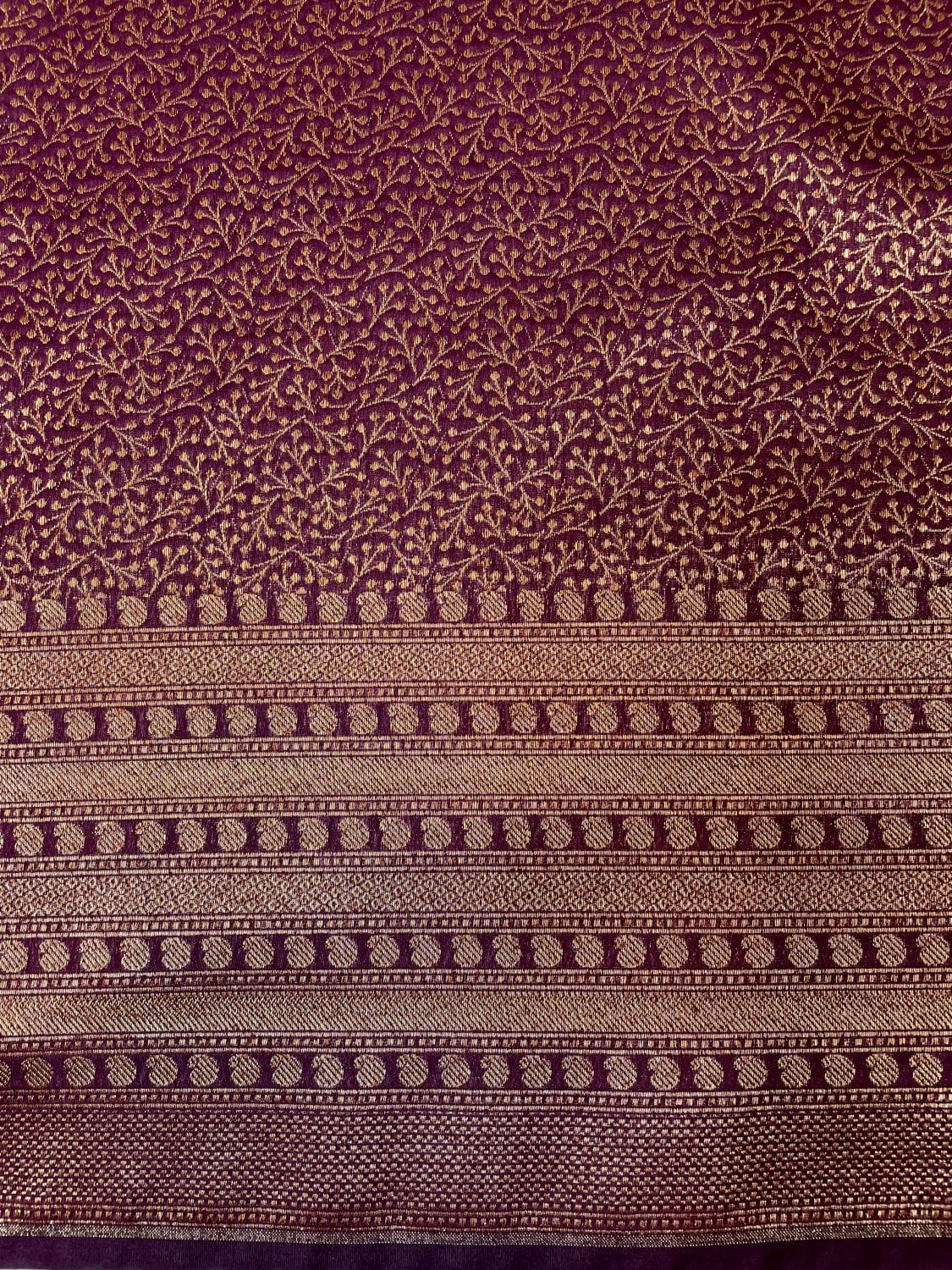 Wine Antique Zari Banaras Katan Intricate Allover Brocade Saree with Border and Pallu Design b0323ds