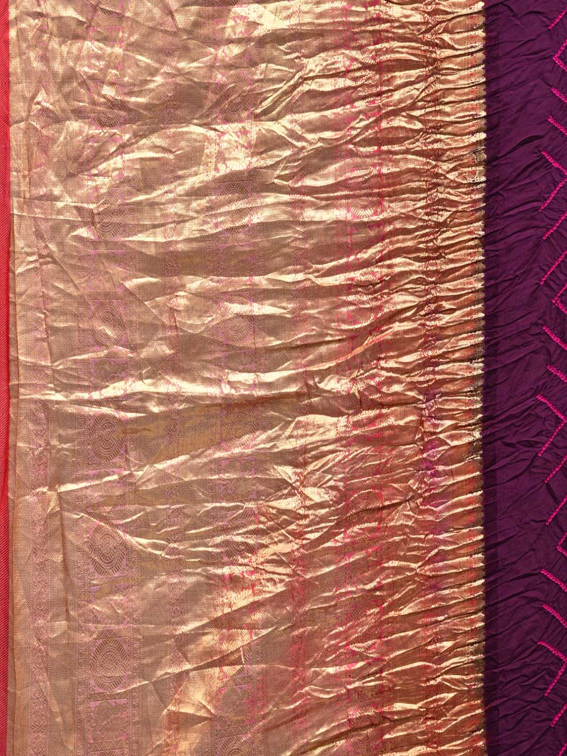 Wine Bandhani Kanchipuram Silk Handloom Saree with Big Border Design bn0277