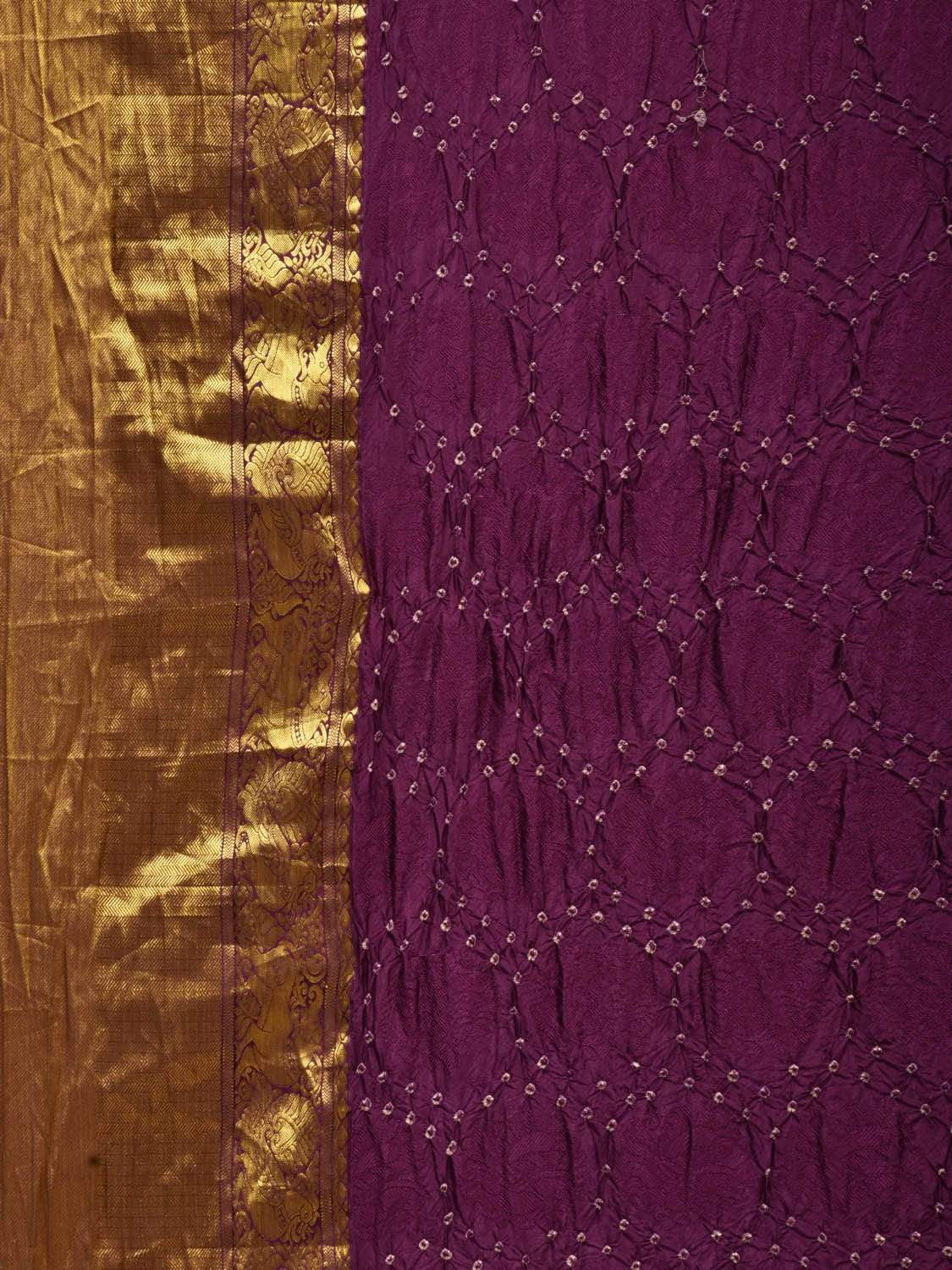 Wine Bandhani Kanchipuram Silk Handloom Saree with Body Buta and Border Design bn0241