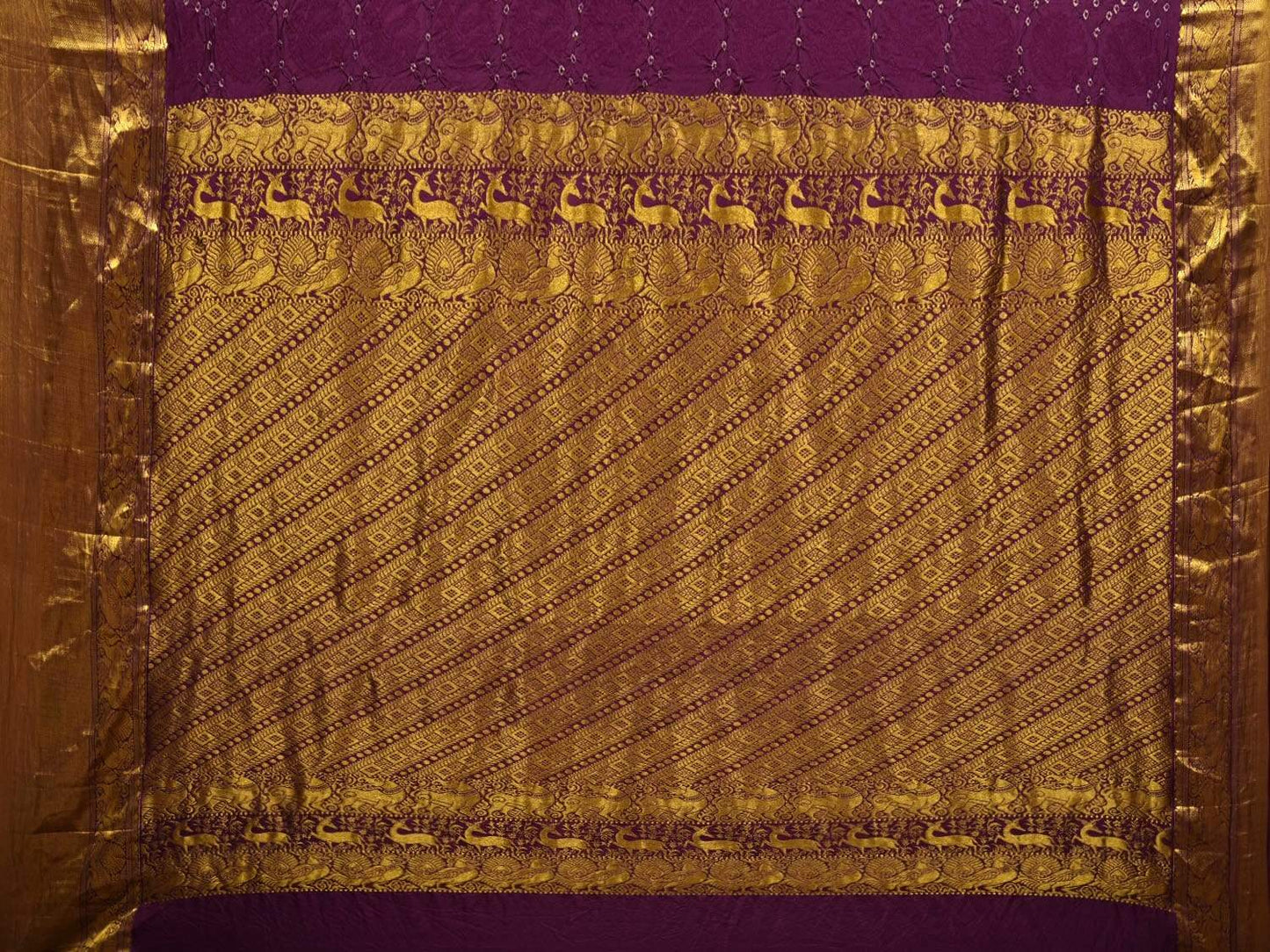 Wine Bandhani Kanchipuram Silk Handloom Saree with Body Buta and Border Design bn0241