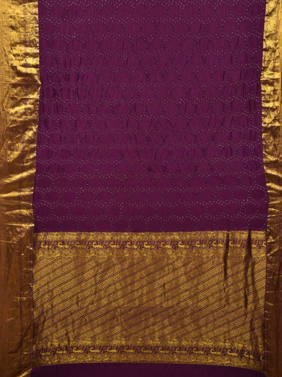Wine Bandhani Kanchipuram Silk Handloom Saree with Body Buta and Border Design bn0241