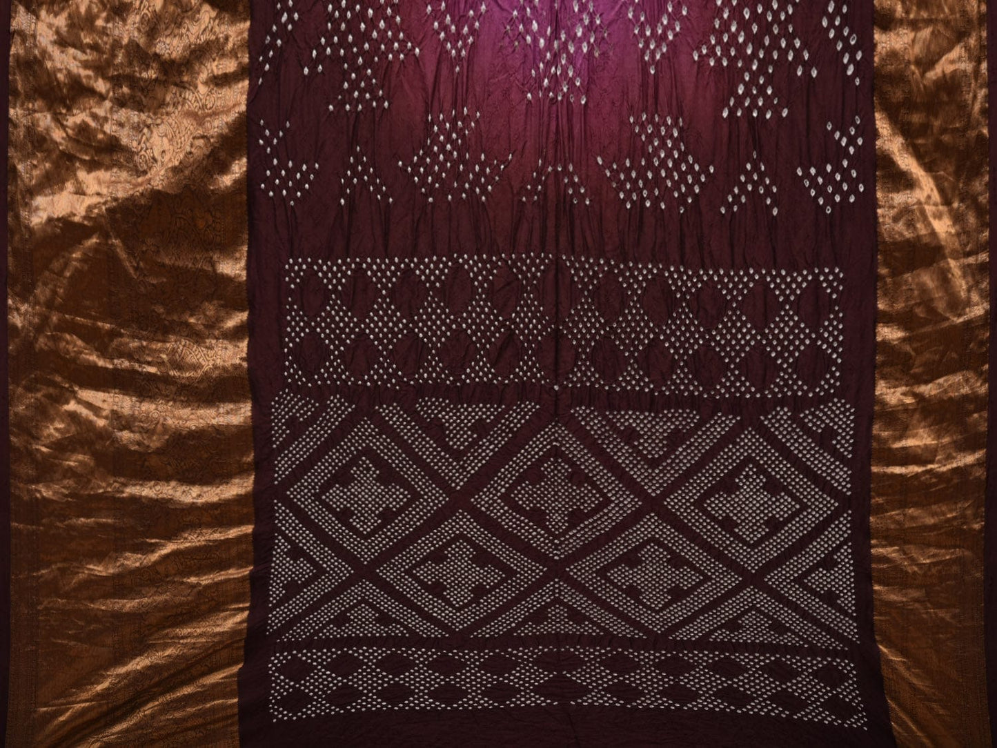 Wine Bandhani Kanchipuram Silk Handloom Saree with Border Design bn0385