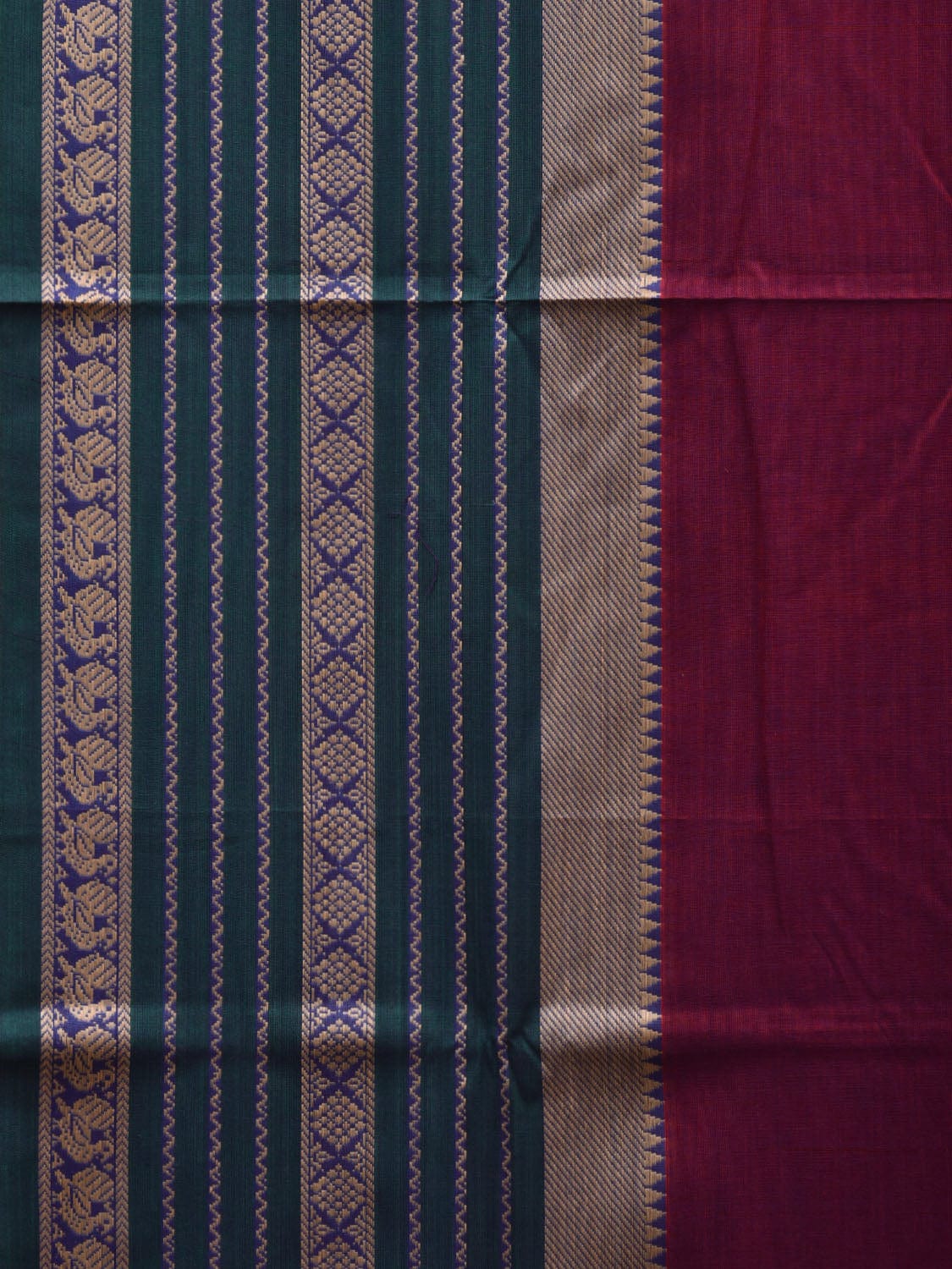 Wine Kanchi Cotton Plain Saree wtih One Side Border Design o0319
