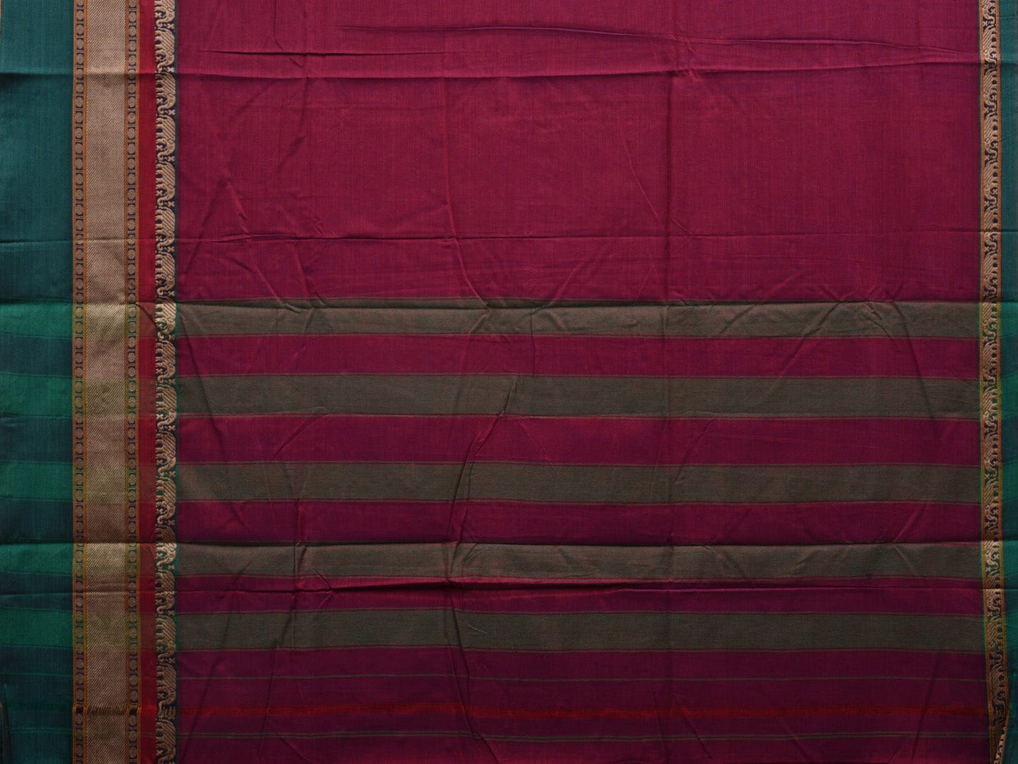 Wine Kanchi Cotton Plain Saree wtih One Side Border Design o0321
