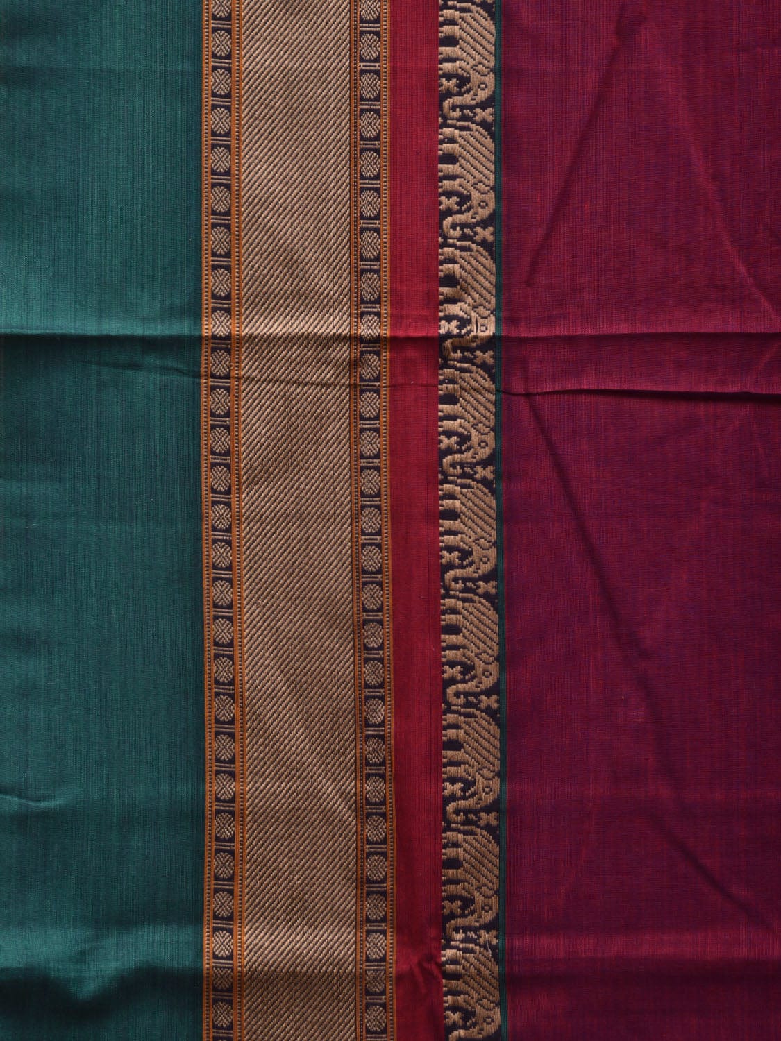 Wine Kanchi Cotton Plain Saree wtih One Side Border Design o0321