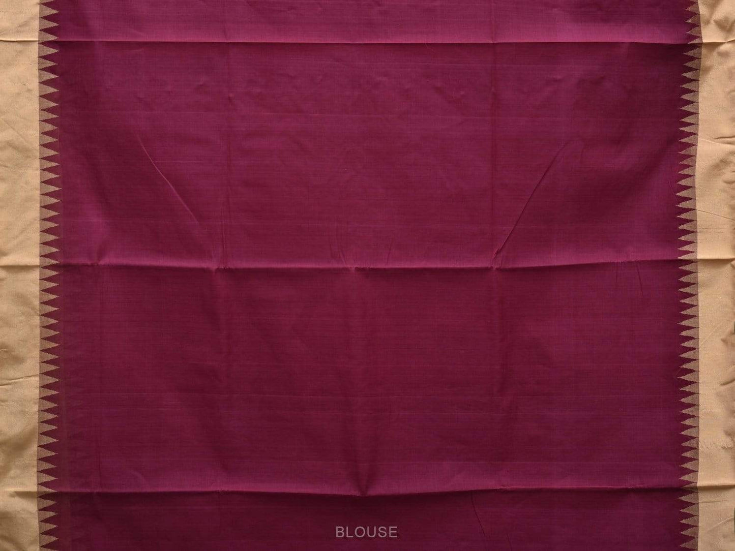 Wine Khadi Cotton Handloom Plain Saree with Temple Border Design kh0525