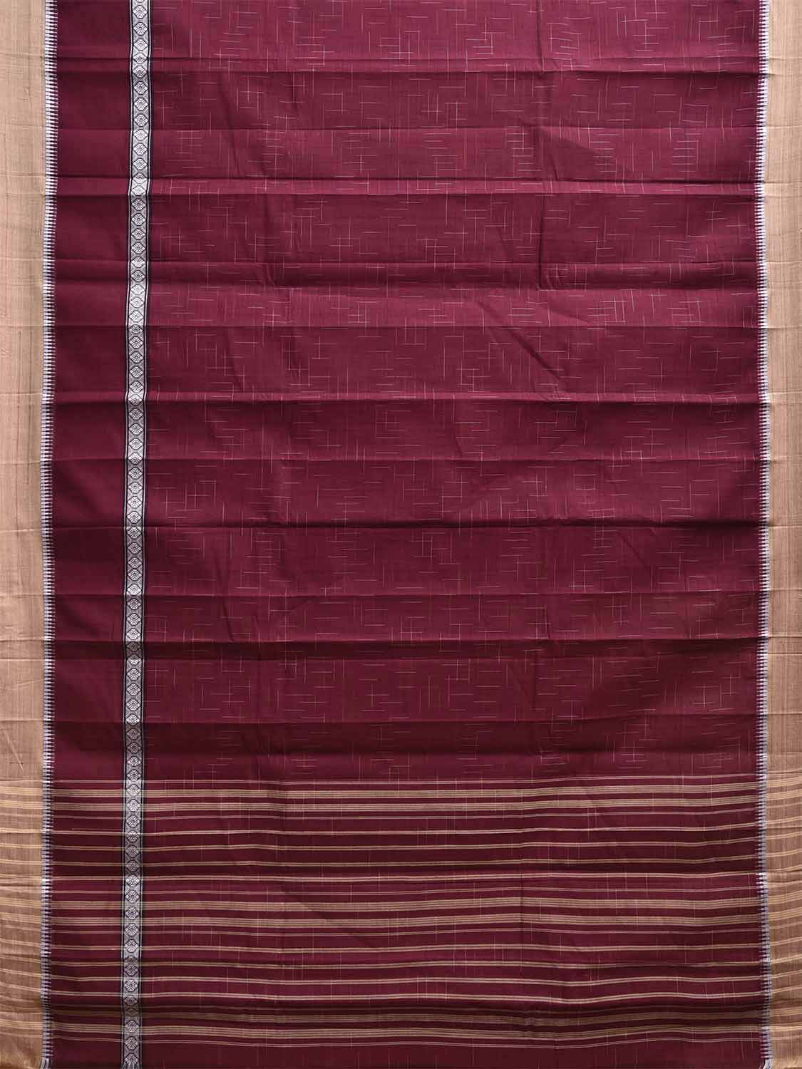 Wine Narayanpet 80s Cotton Handloom Saree with Ikat Weave and Big Border Design No Blouse np1136
