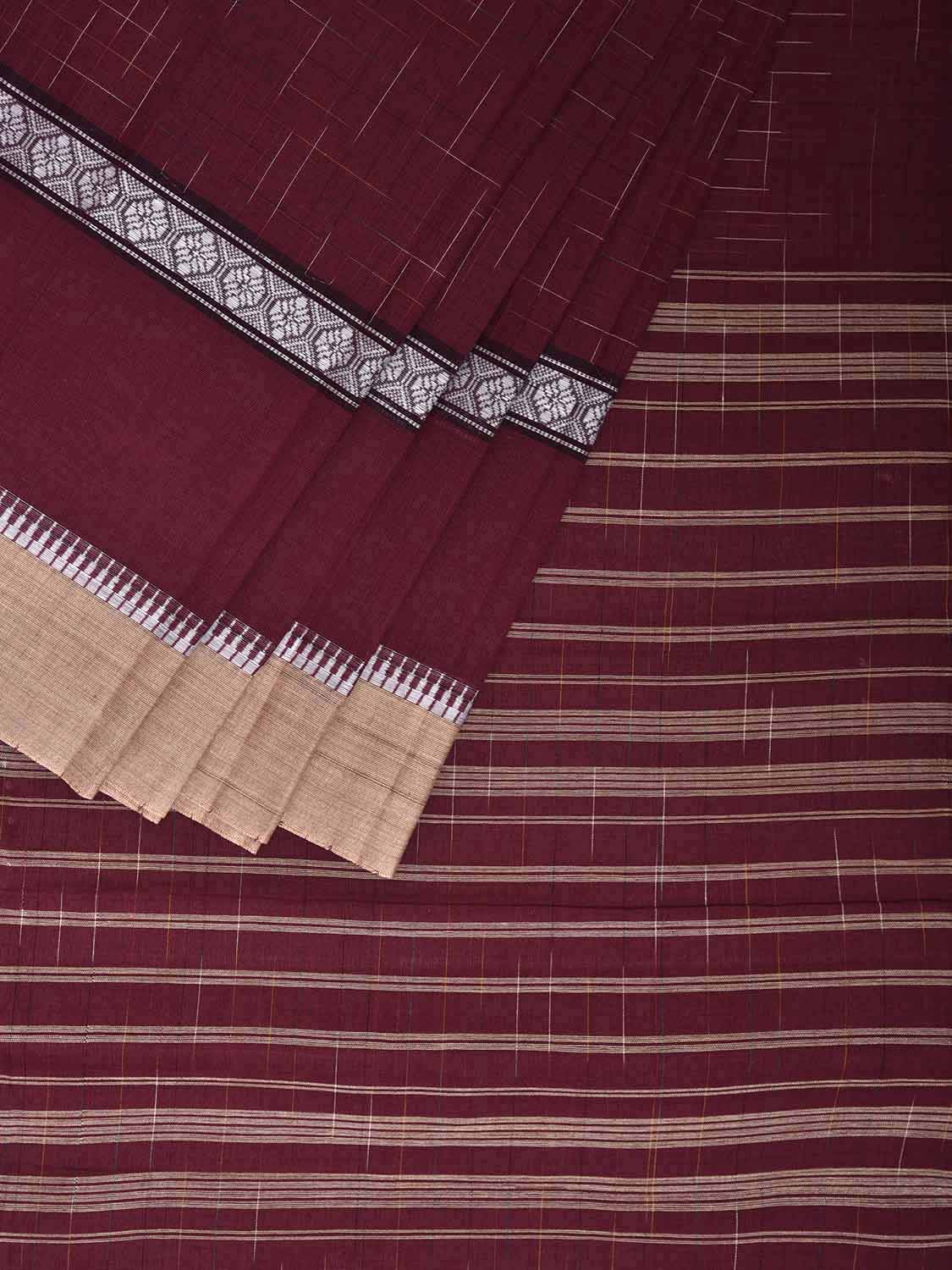 Wine Narayanpet 80s Cotton Handloom Saree with Ikat Weave and Big Border Design No Blouse np1136