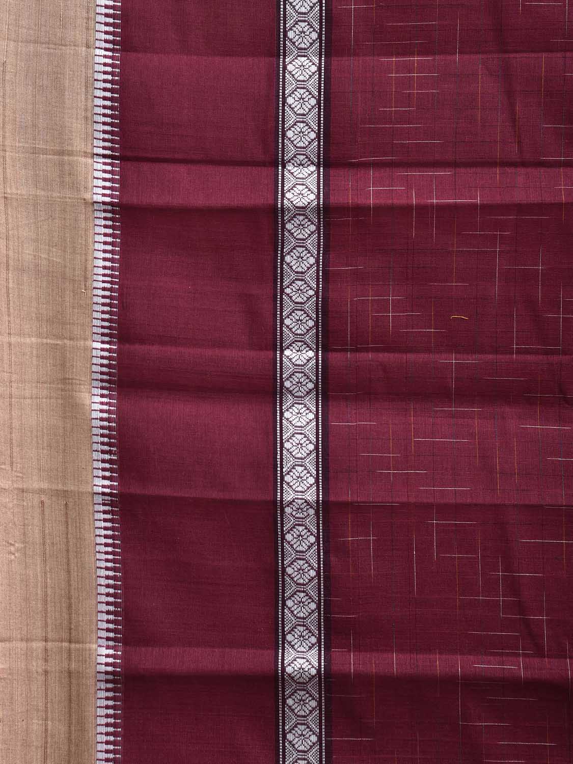 Wine Narayanpet 80s Cotton Handloom Saree with Ikat Weave and Big Border Design No Blouse np1136