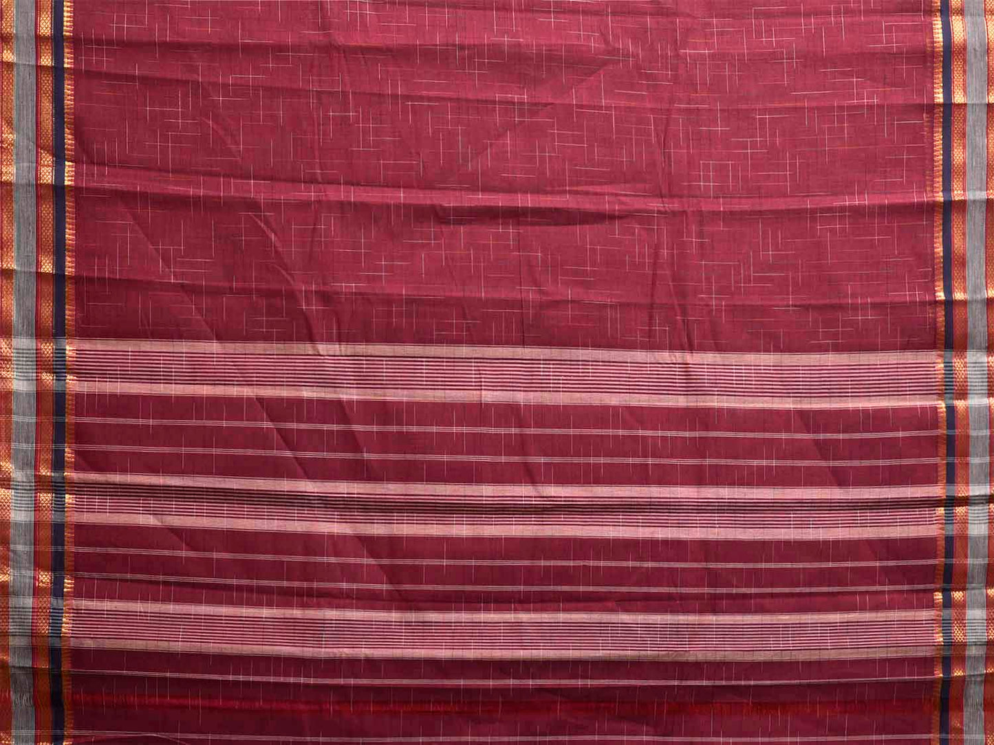 Wine Narayanpet 80s Cotton Handloom Saree with Ikat Weave Design No Blouse np1130