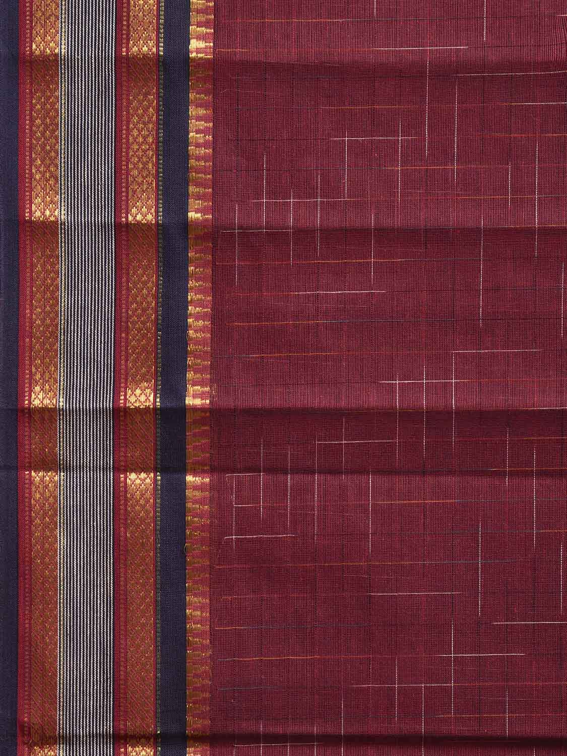 Wine Narayanpet 80s Cotton Handloom Saree with Ikat Weave Design No Blouse np1130