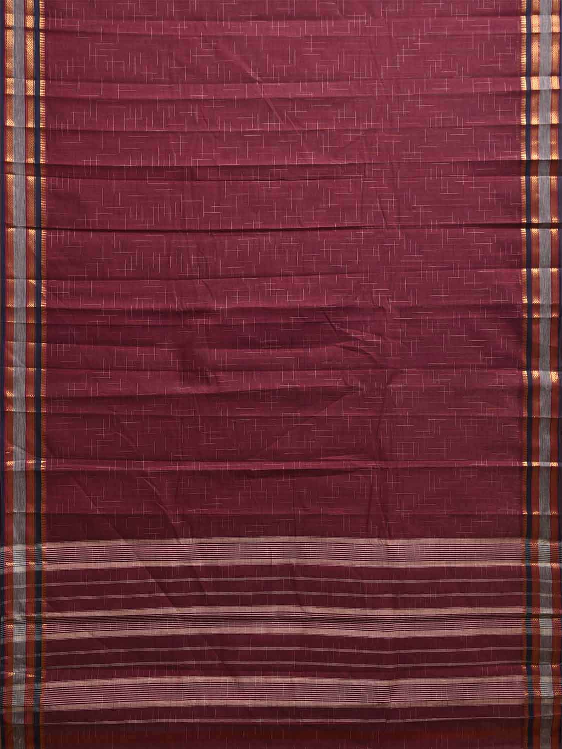 Wine Narayanpet 80s Cotton Handloom Saree with Ikat Weave Design No Blouse np1130