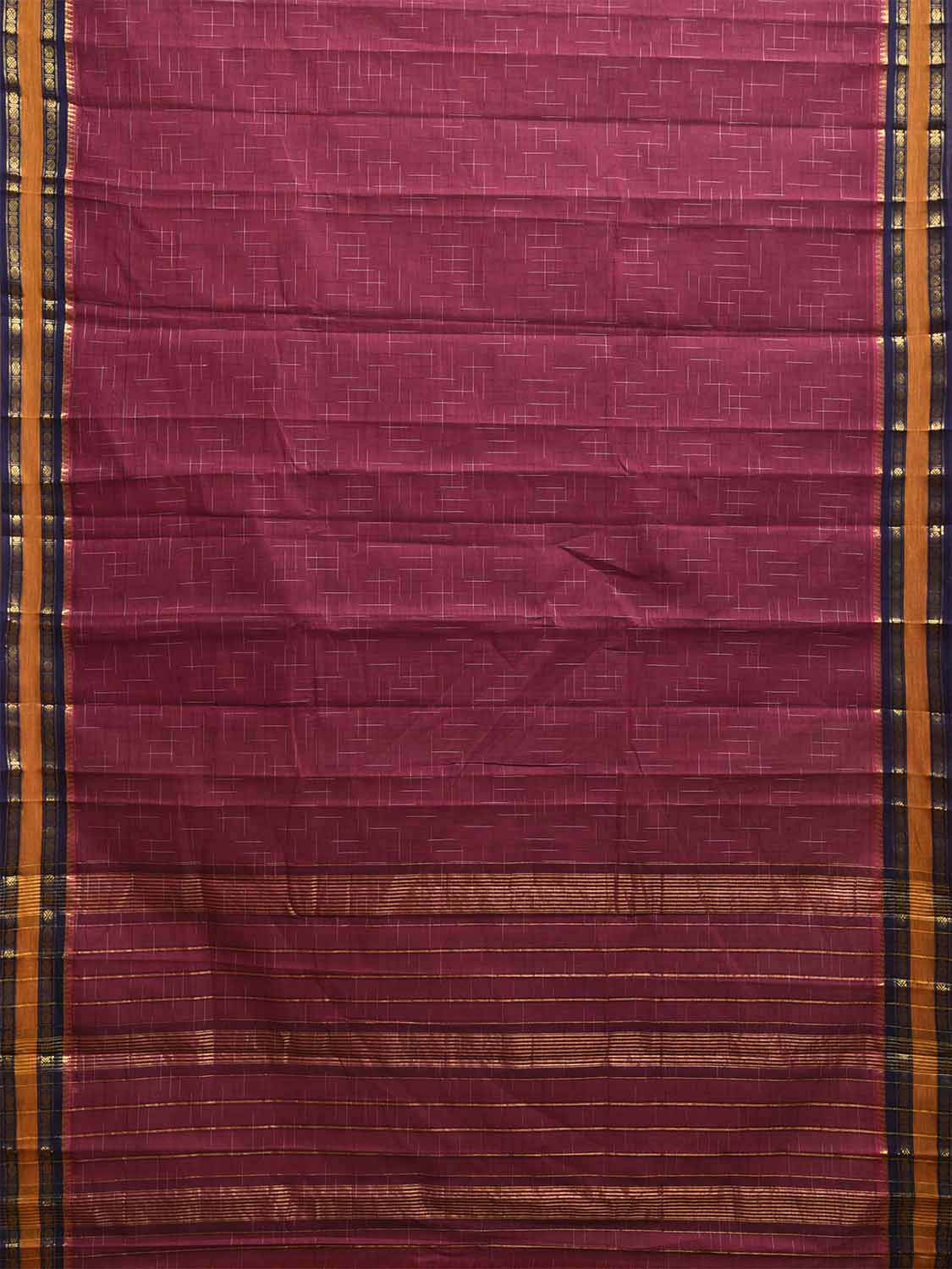 Wine Narayanpet 80s Cotton Handloom Saree with Ikat Weave Design No Blouse np1133