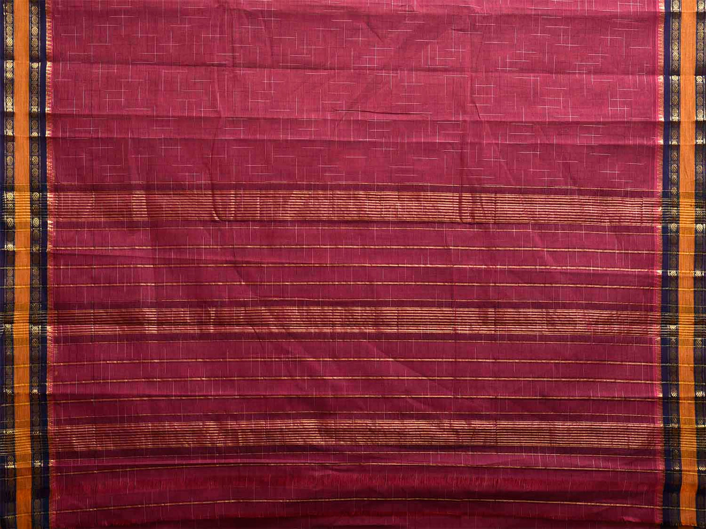 Wine Narayanpet 80s Cotton Handloom Saree with Ikat Weave Design No Blouse np1133