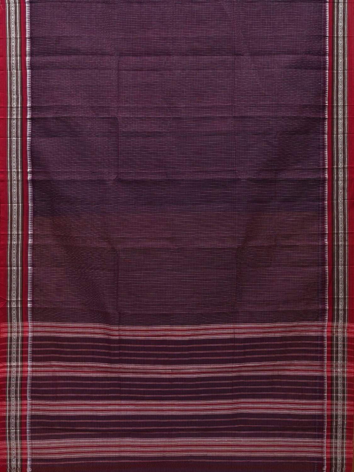 Wine Narayanpet Cotton Handloom Saree with Checks Design No Blouse np0513