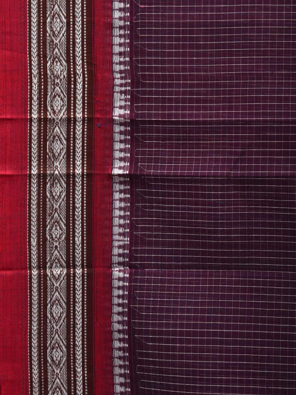Wine Narayanpet Cotton Handloom Saree with Checks Design No Blouse np0513