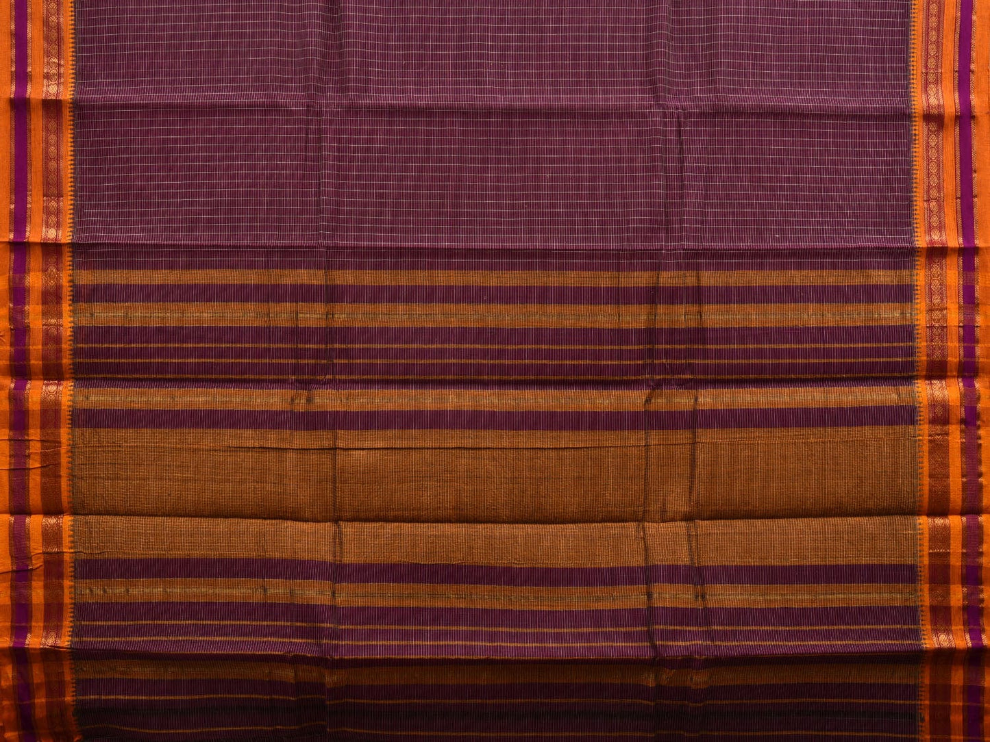 Wine Narayanpet Cotton Handloom Saree with Checks Design No Blouse np0589