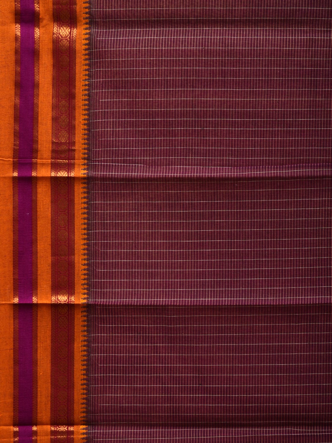 Wine Narayanpet Cotton Handloom Saree with Checks Design No Blouse np0589