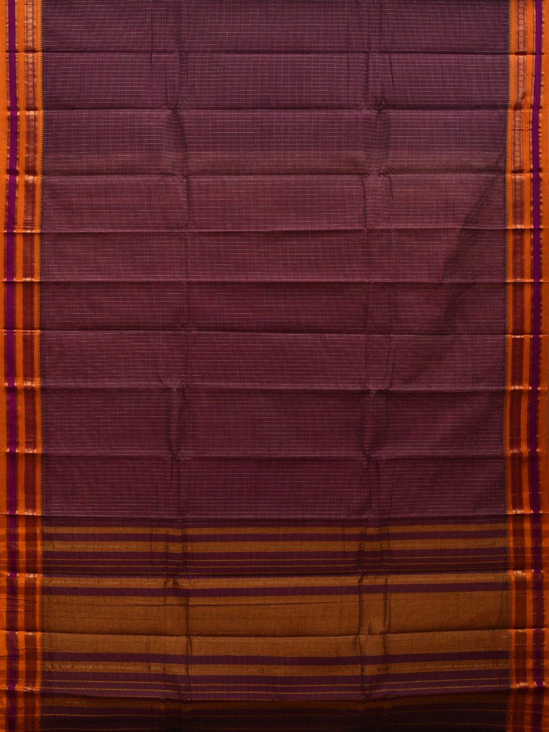 Wine Narayanpet Cotton Handloom Saree with Checks Design No Blouse np0589