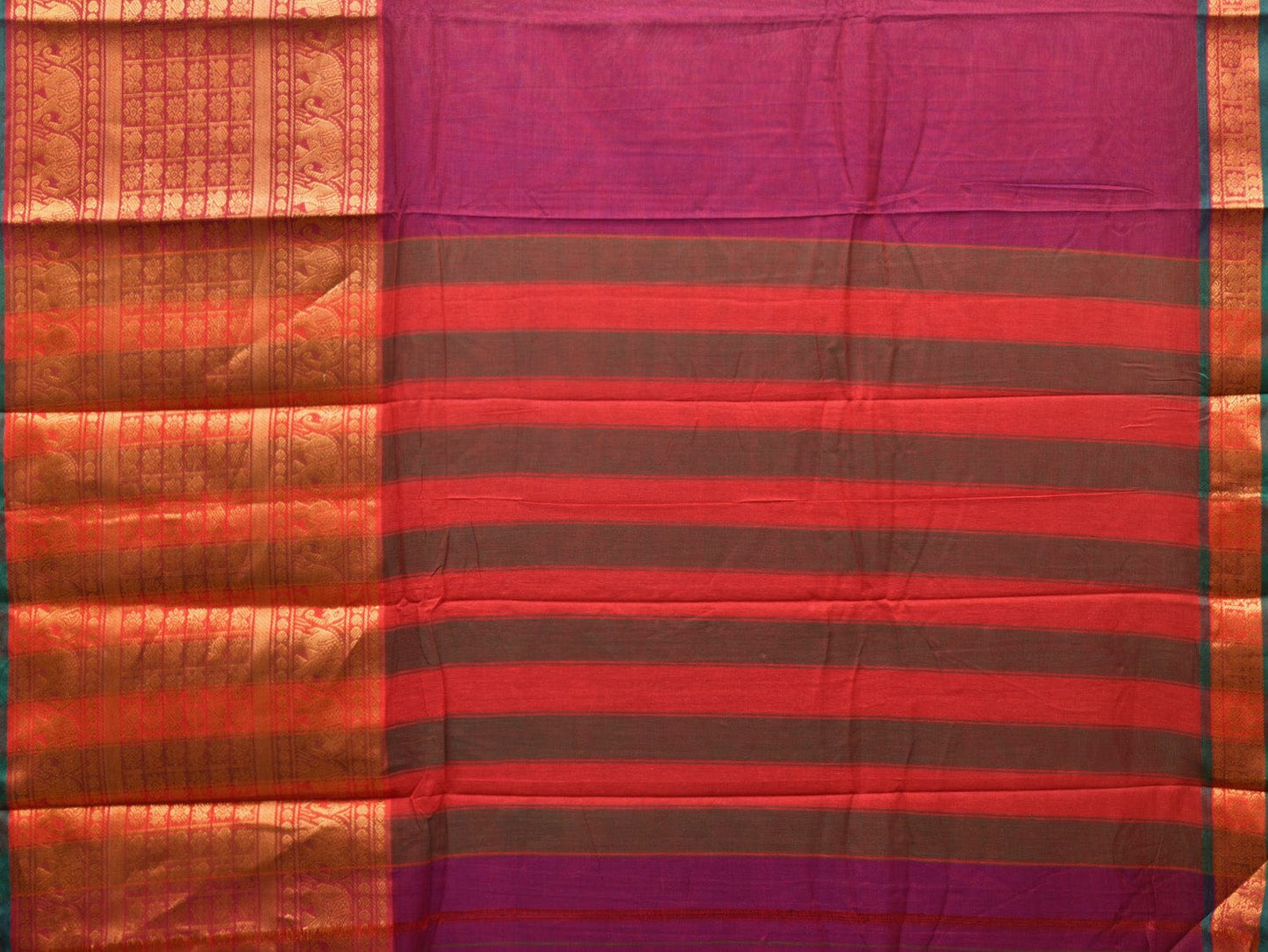 Wine Narayanpet Cotton Handloom Saree with One Side Big Border No Blouse np0739