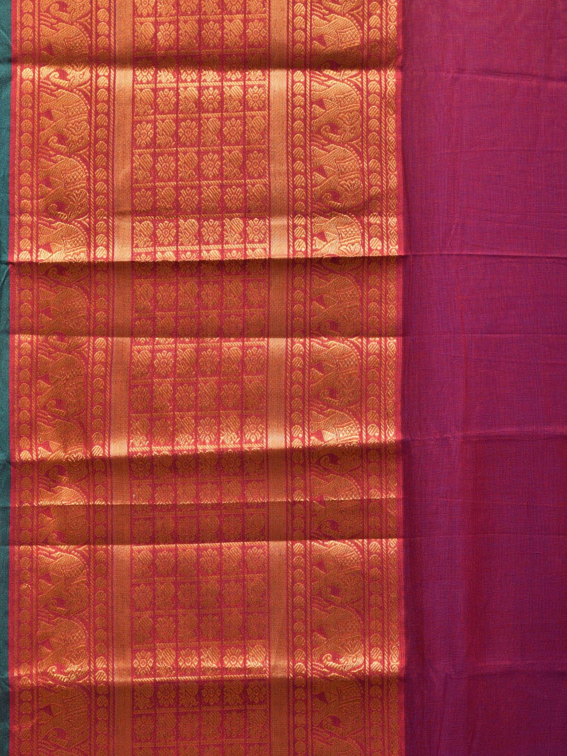 Wine Narayanpet Cotton Handloom Saree with One Side Big Border No Blouse np0739