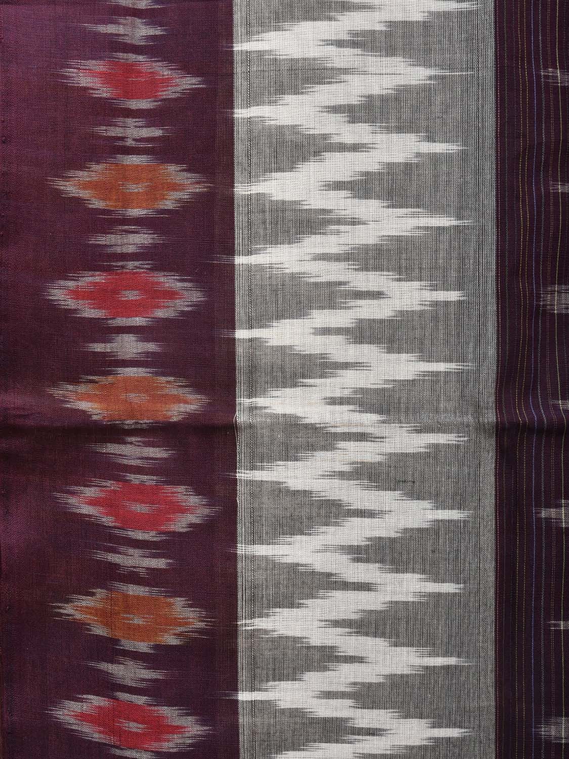 Wine Pochampally Ikat Cotton Handloom Saree with Grill Design No Blouse i0803