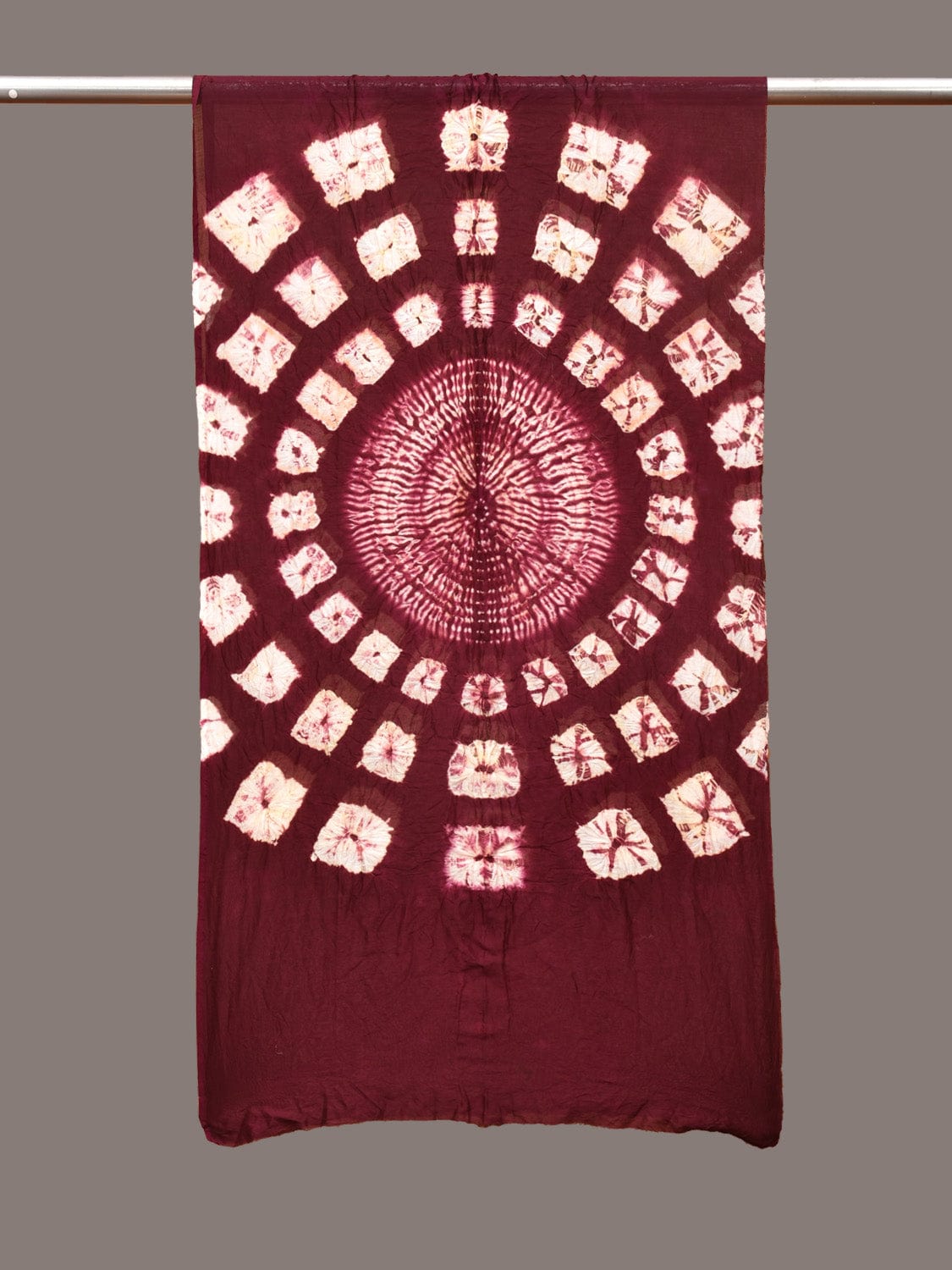 Wine Shibori Silk Handloom Stole with Circle Design ds3341