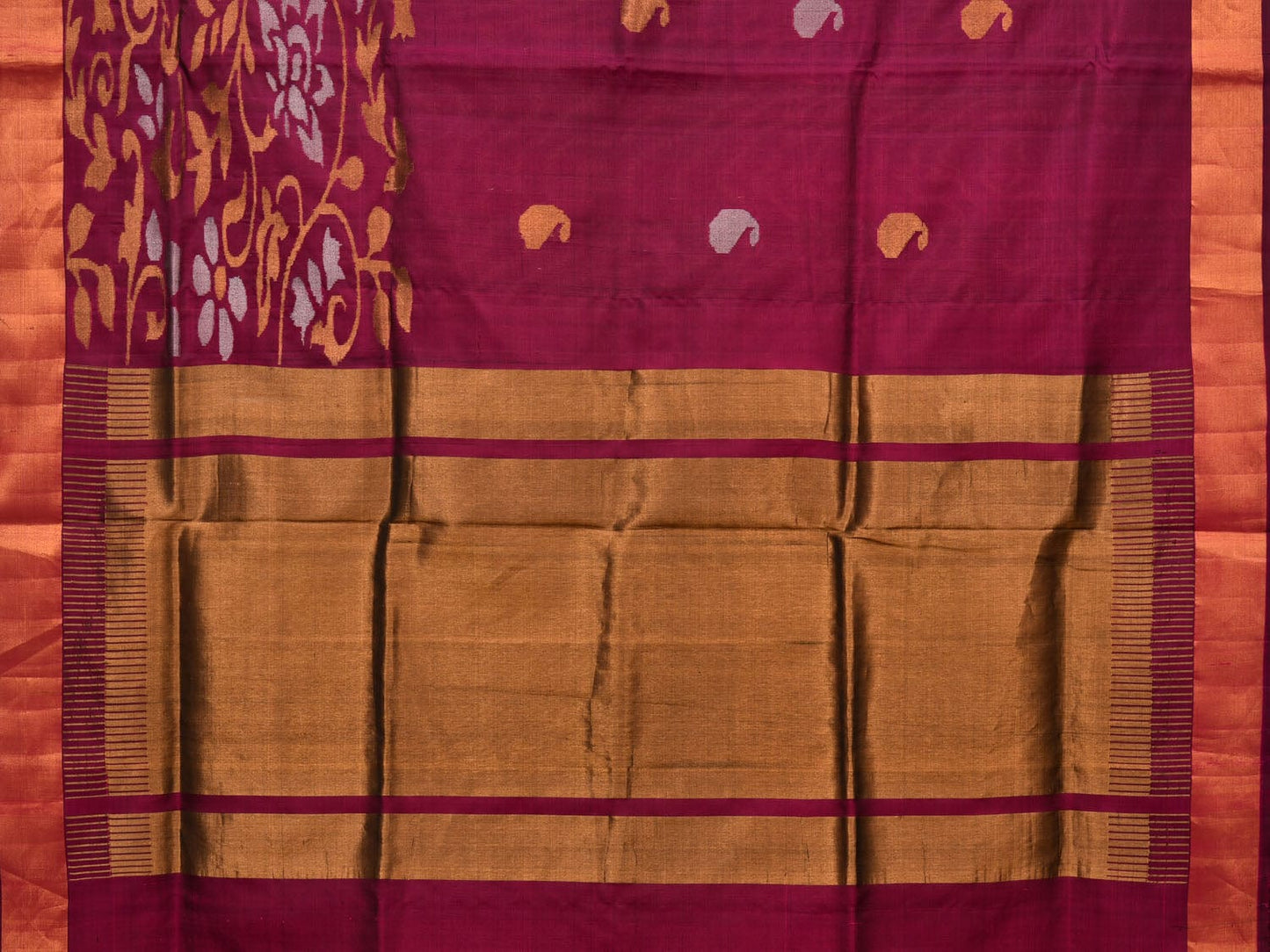 Wine Uppada Silk Handloom Saree with One Side Border Design u1974