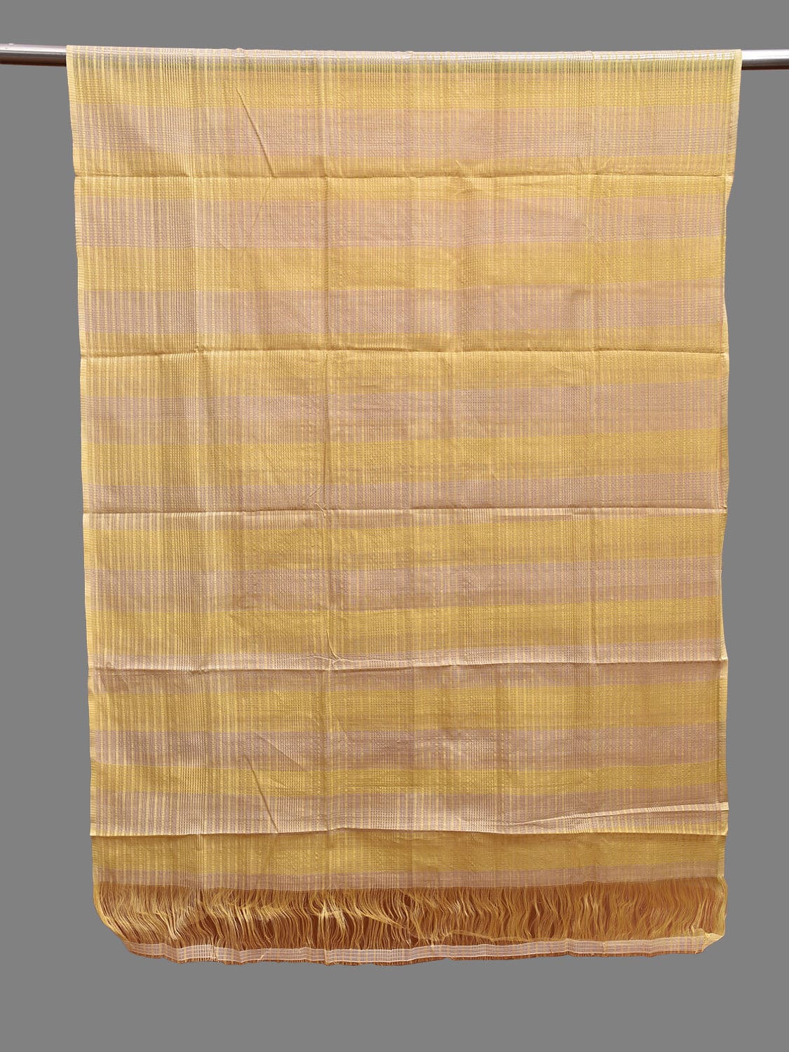 Yellow and Cream Kota Cotton Dupatta with Strips Design ds3730