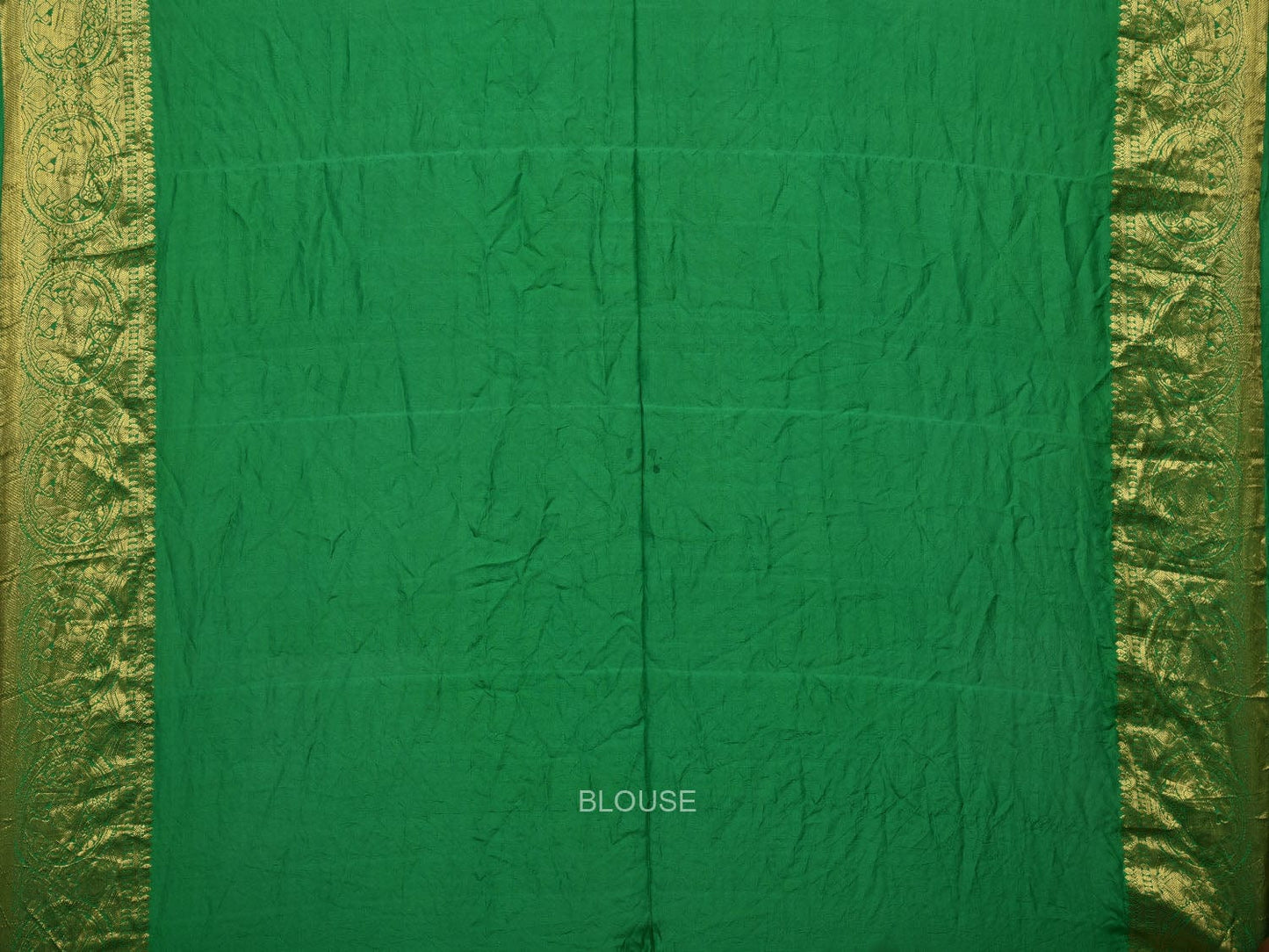 Yellow and Green Bandhani Kanchipuram Silk Handloom Saree with Border Design bn0441