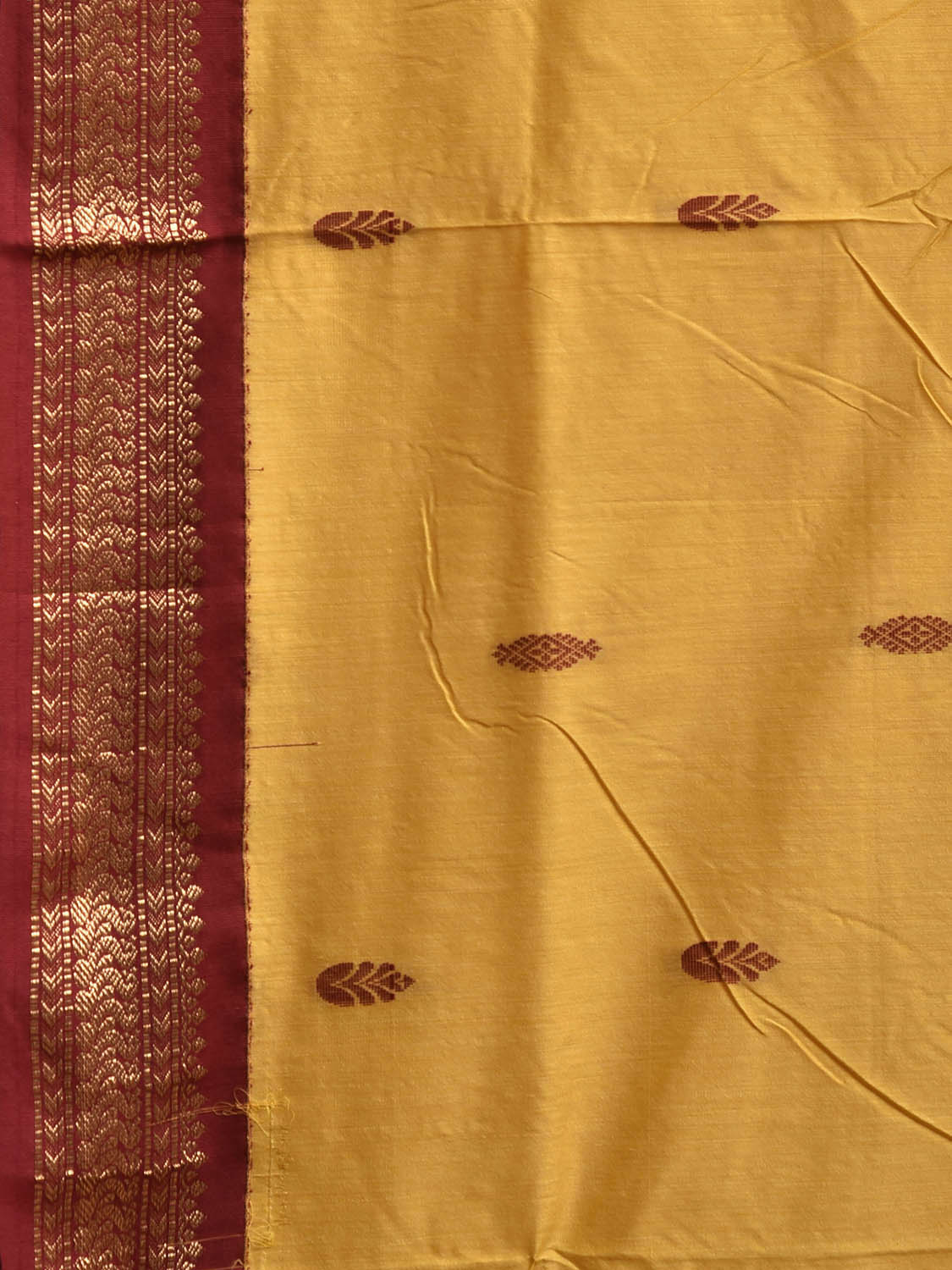 Yellow and Light Brown Gadwal Cotton Viscose Saree with Border and Pallu Design g0476