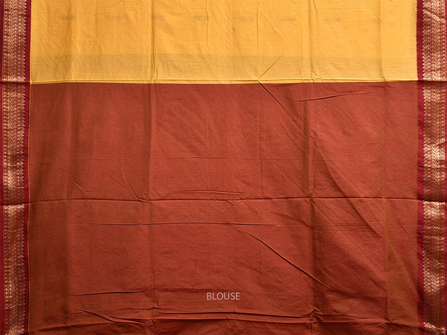 Yellow and Light Brown Gadwal Cotton Viscose Saree with Border and Pallu Design g0476