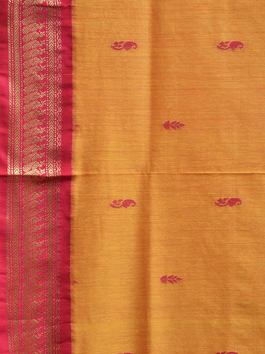 Yellow and Pink Gadwal Cotton Viscose Saree with Border and Pallu Design g0465
