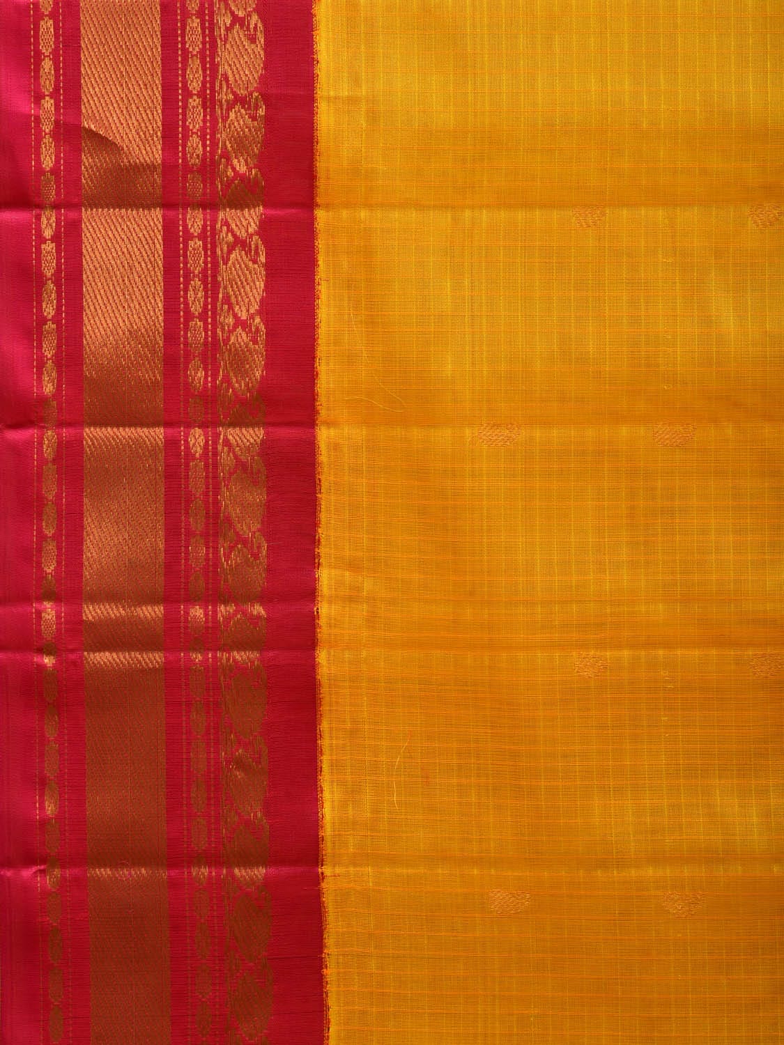 Yellow and Pink Gadwal Sico Handloom Saree with Mango Pallu Design g0303