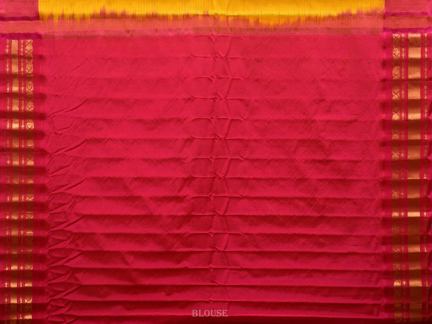 Yellow and Pink Gadwal Sico Handloom Saree with Mango Pallu Design g0303