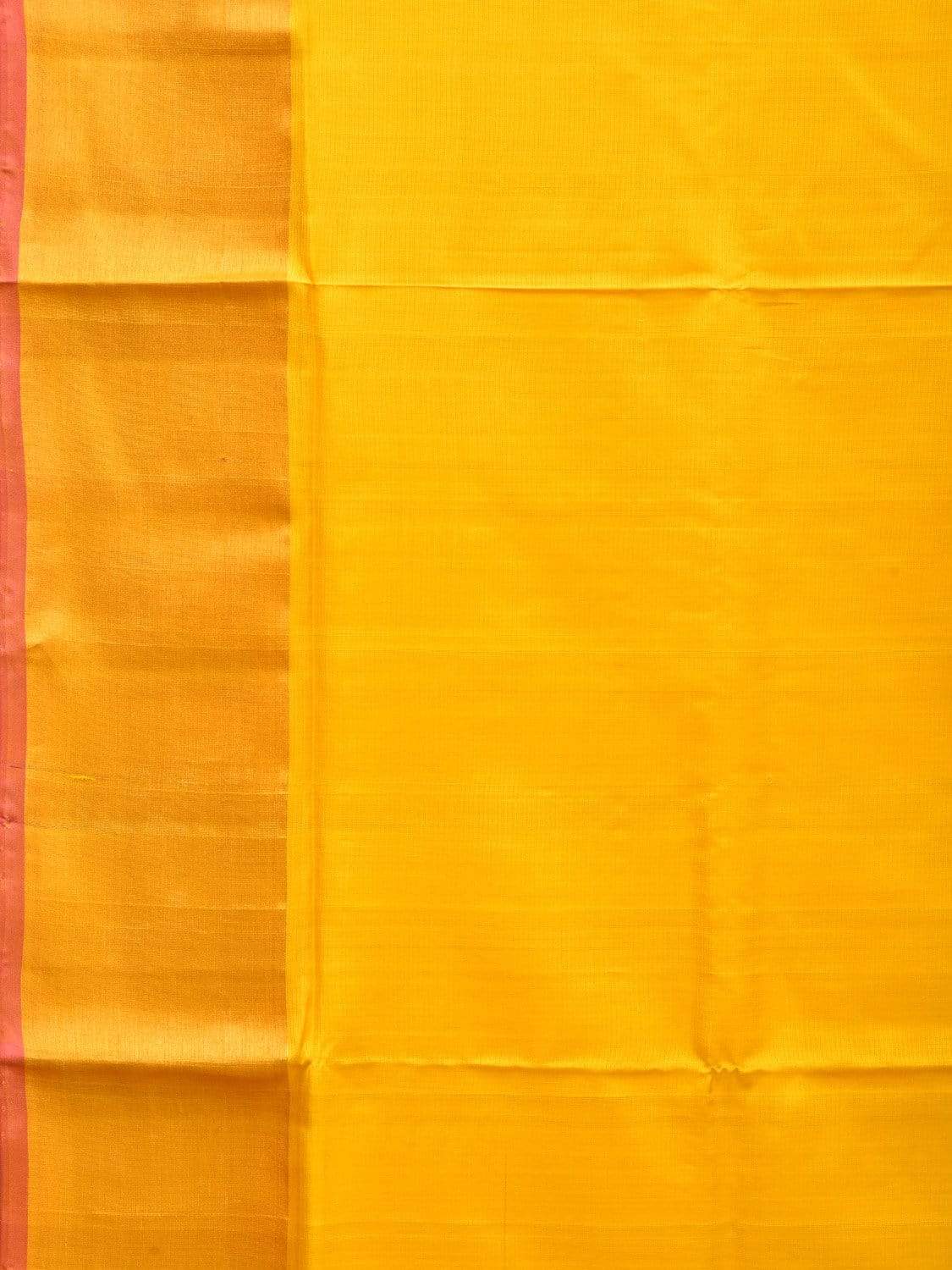 Yellow and Pink Uppada Silk Handloom Plain Saree with Contrast Pallu Design u1756