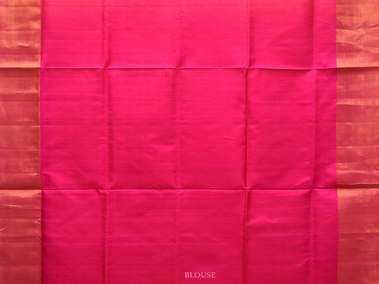 Yellow and Pink Uppada Silk Handloom Plain Saree with Contrast Pallu Design u1756