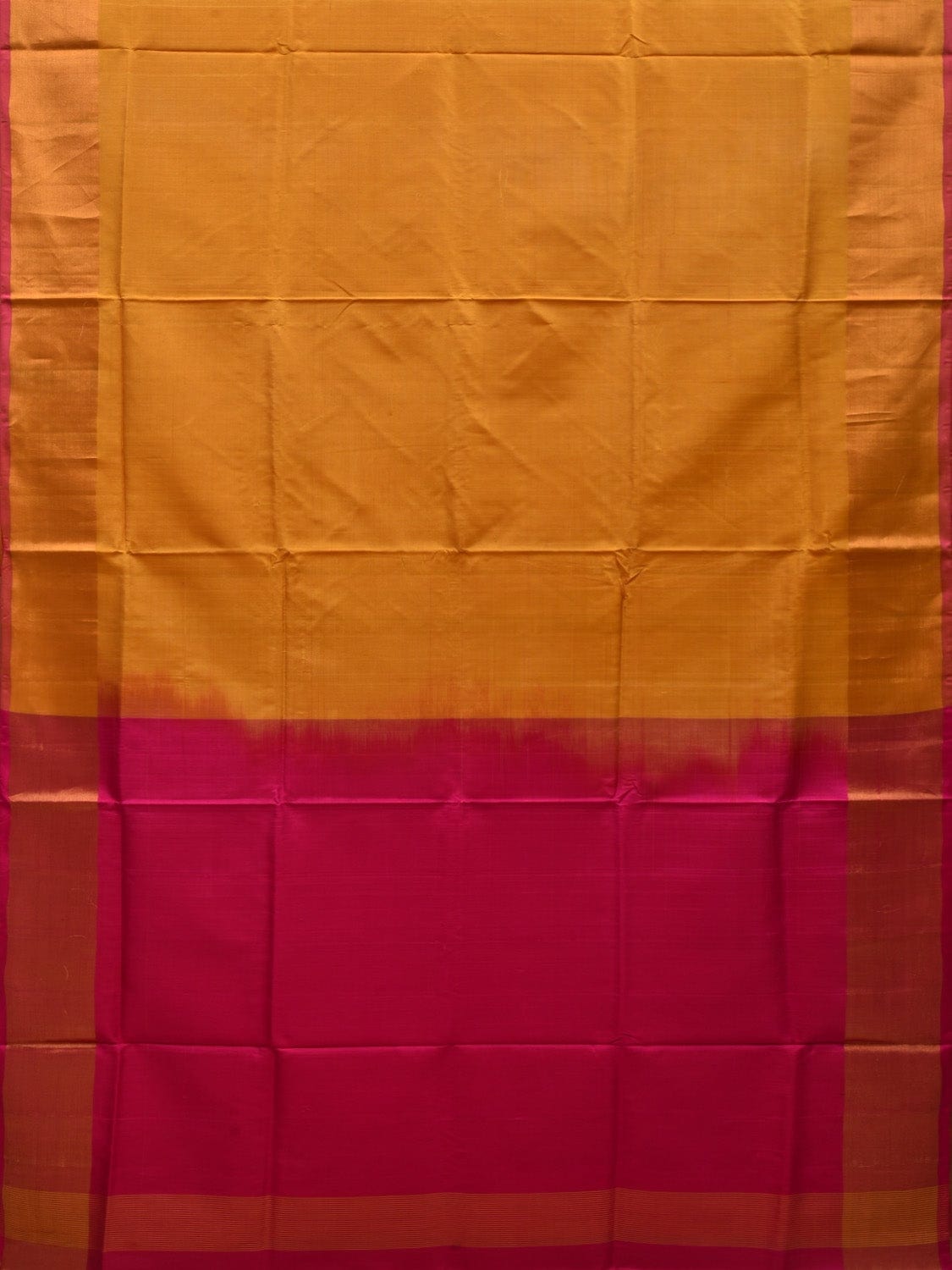 Yellow and Pink Uppada Silk Handloom Plain Saree with Contrast Pallu Design u1841