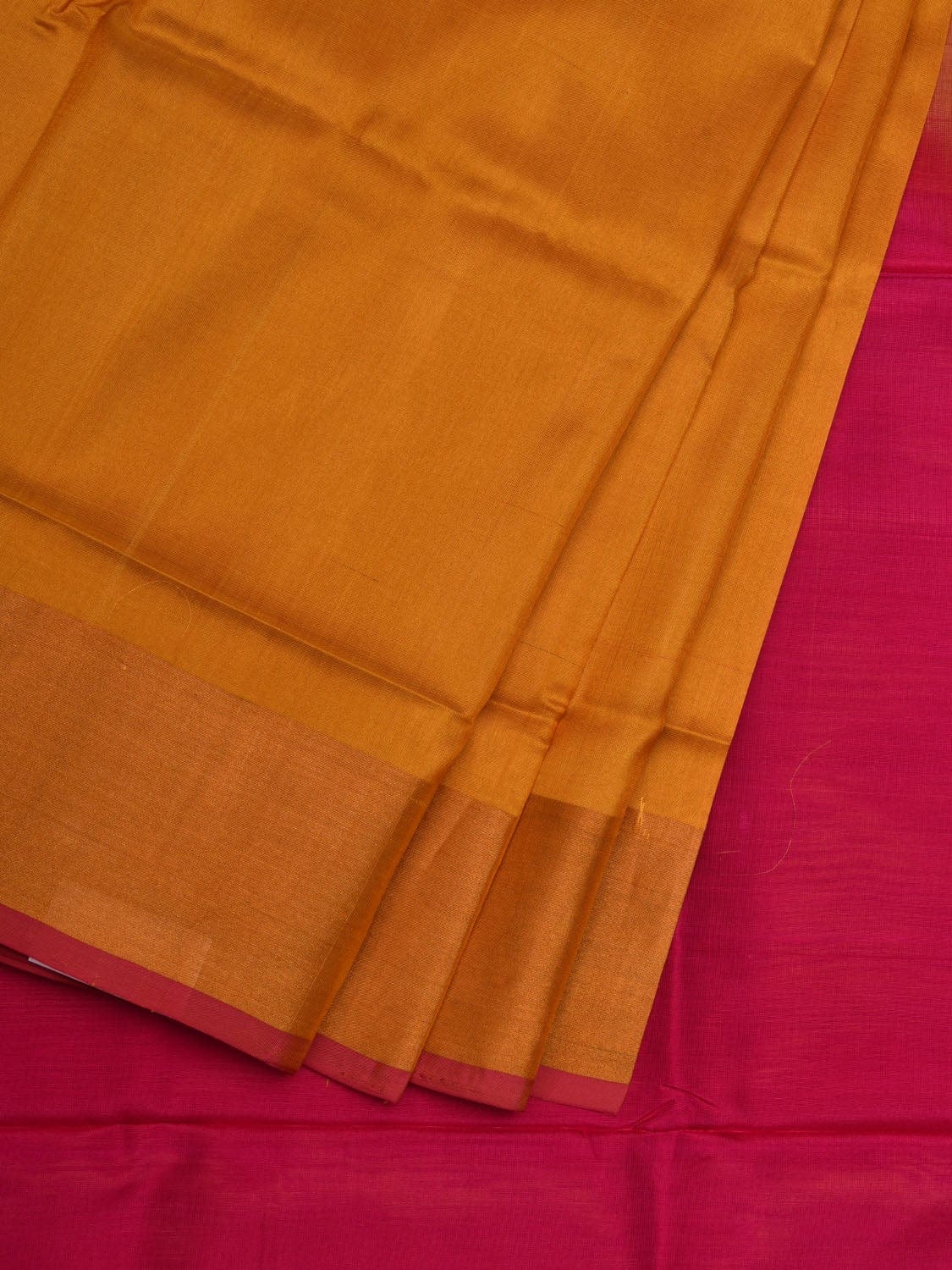 Yellow and Pink Uppada Silk Handloom Plain Saree with Contrast Pallu Design u1841
