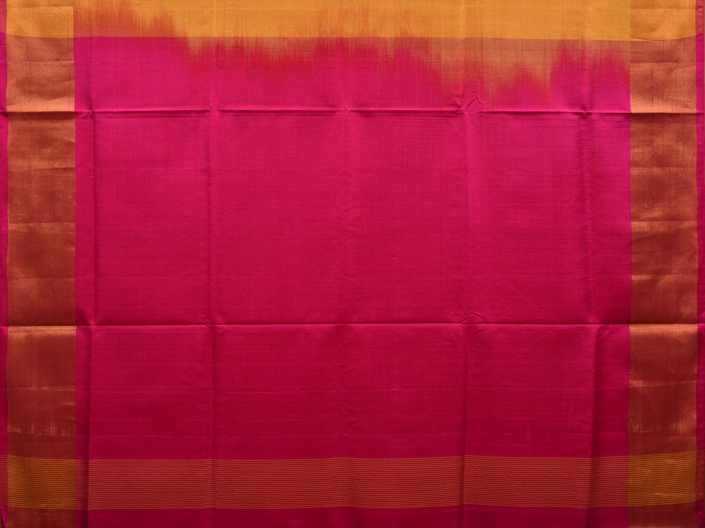 Yellow and Pink Uppada Silk Handloom Plain Saree with Contrast Pallu Design u1841