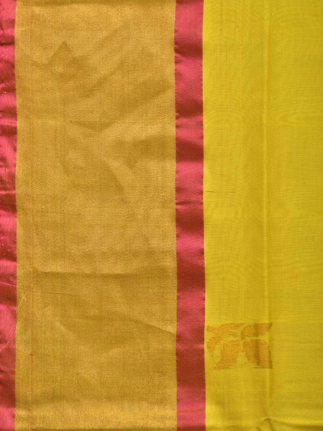 Yellow and Pink Uppada Silk Handloom Saree with Buta and Contrast Pallu Design u1746