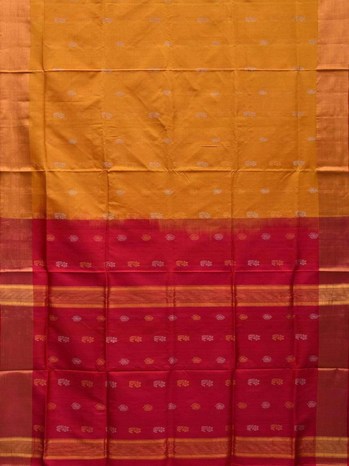 Yellow and Pink Uppada Silk Handloom Saree with Buta and Contrast Pallu Design u1809